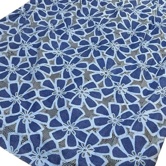 Lands End Floral Blue Sheath Dress Size 8 - Picture 2 of 6